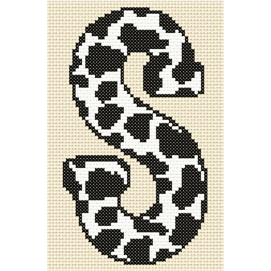 Cow Print S Monogram Cross Stitch Pattern