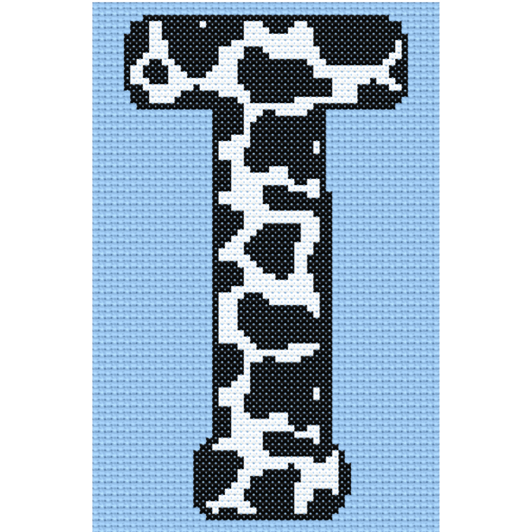 Cow Print T Monogram Cross Stitch Pattern
