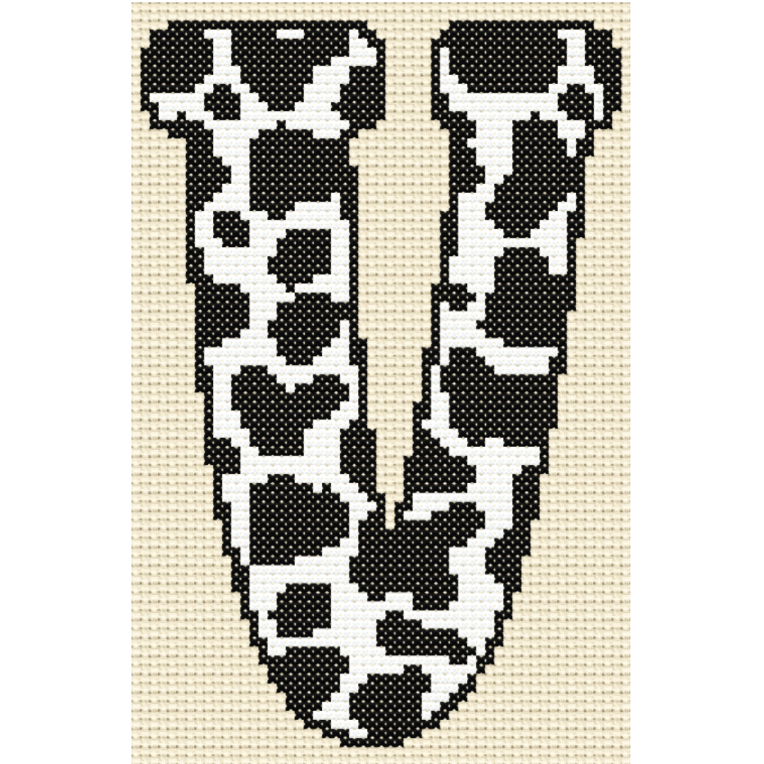 Cow Print V Monogram Cross Stitch Pattern