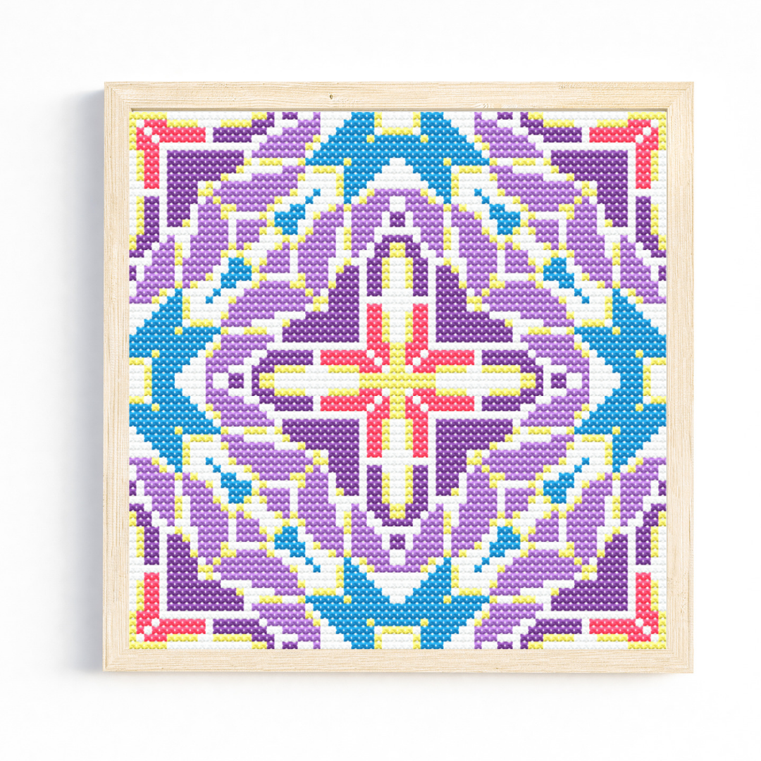 Geometric pattern tile cross stitch pattern