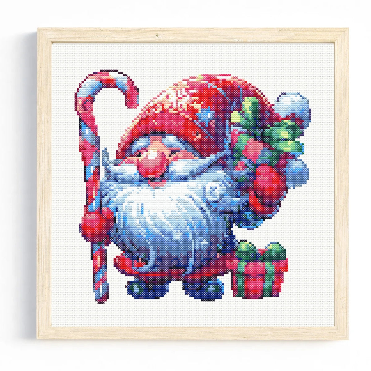 Santa gnome Christmas cross stitch pattern, PDF download