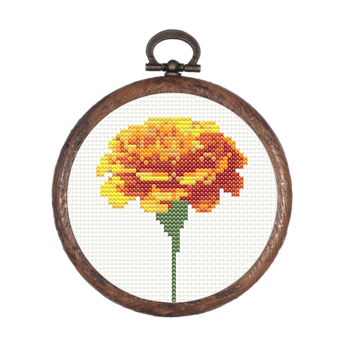 Marigold flower cross stitch pattern, PDF download