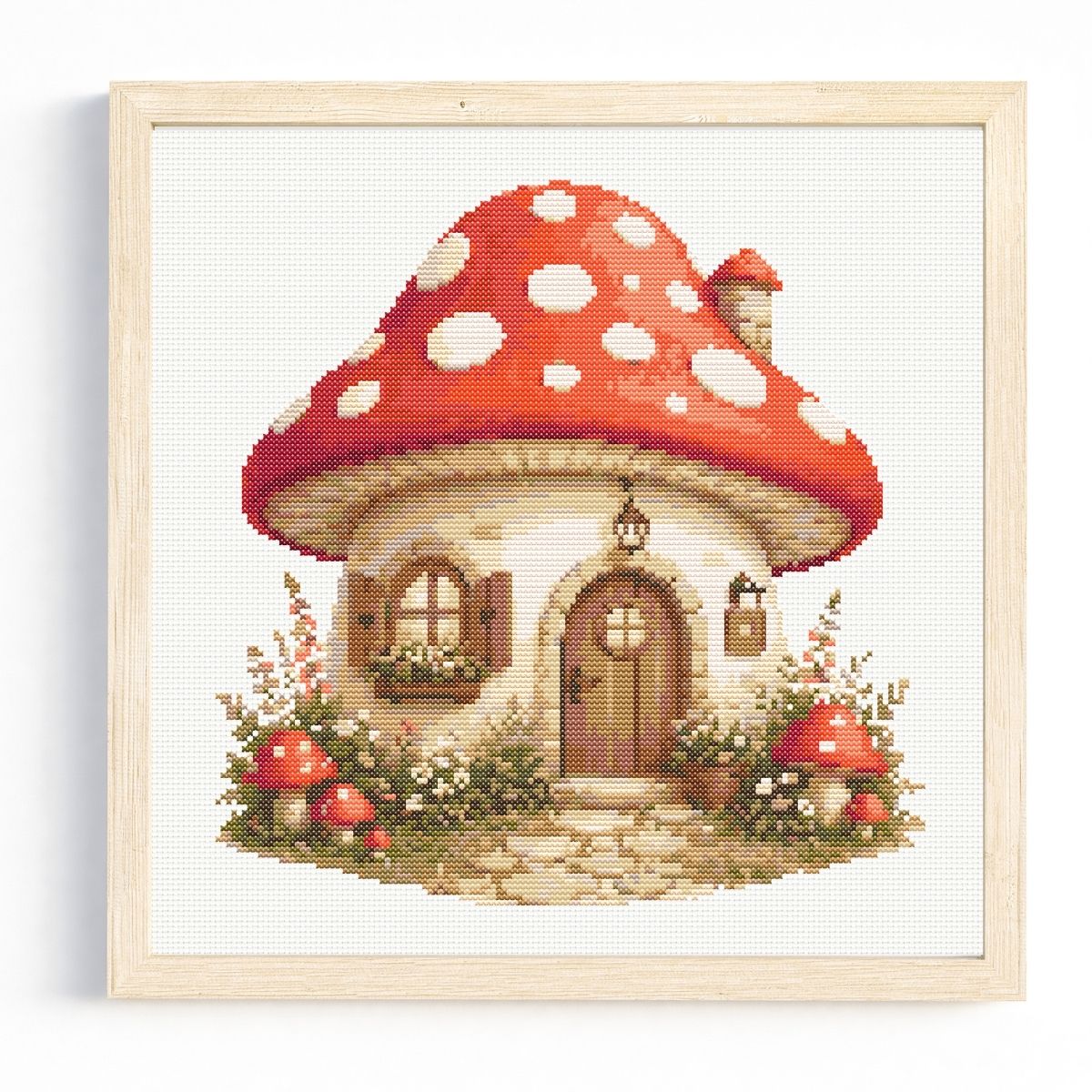 Mushroom Cottage Cross Stitch Pattern 