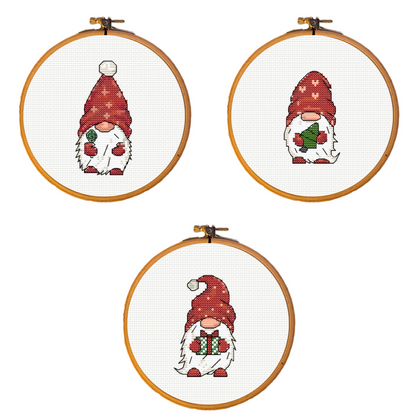 Three Christmas Gnomes Cross Stitch Pattern 