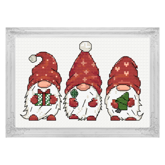 Three Christmas Gnomes Cross Stitch Pattern 