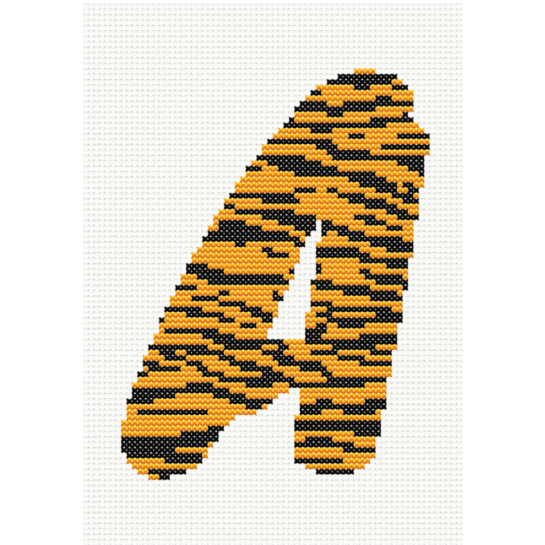 Tiger Print A Monogram Cross Stitch Pattern 