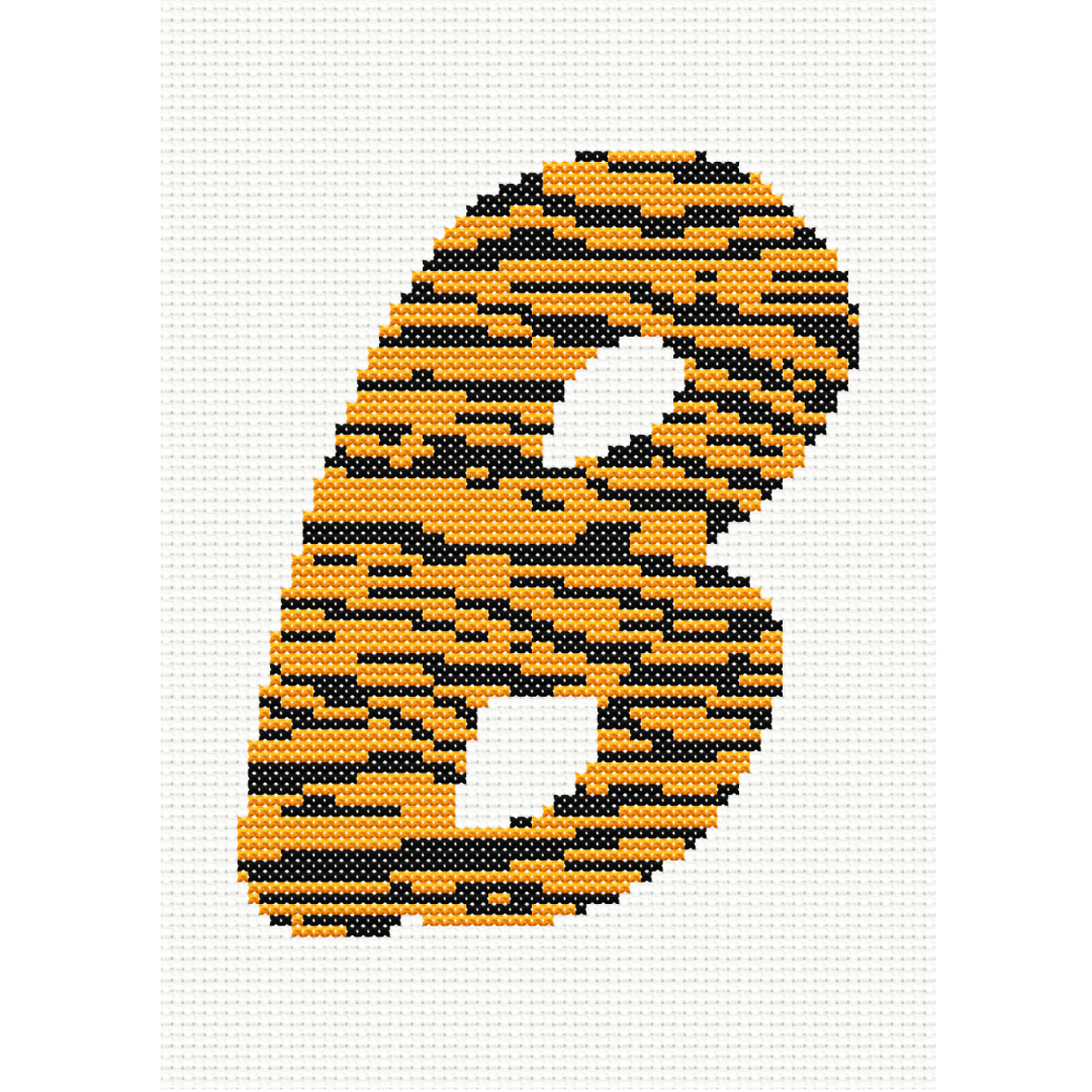 Tiger Print B Monogram Cross Stitch Pattern 
