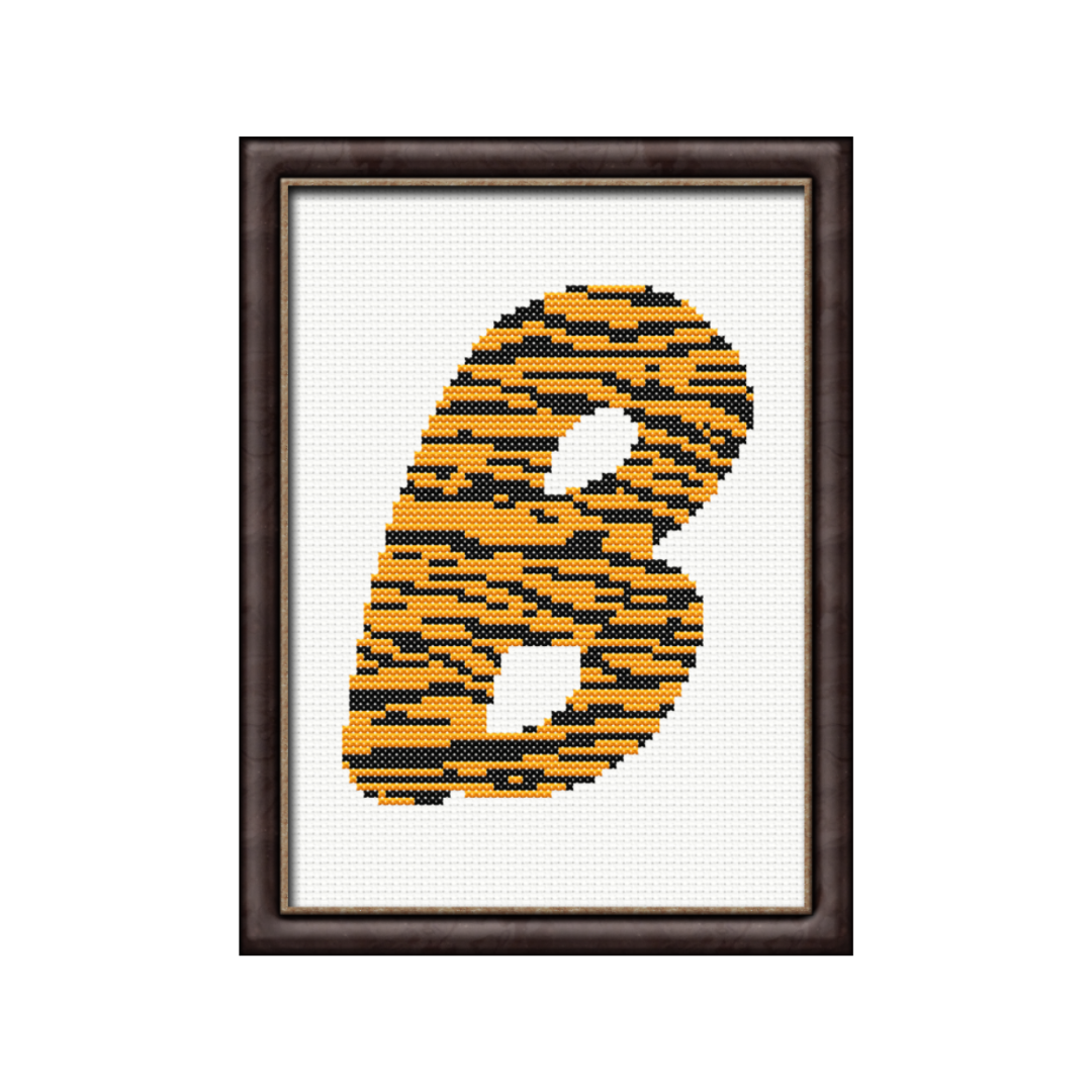 Tiger Print B Monogram Cross Stitch Pattern 