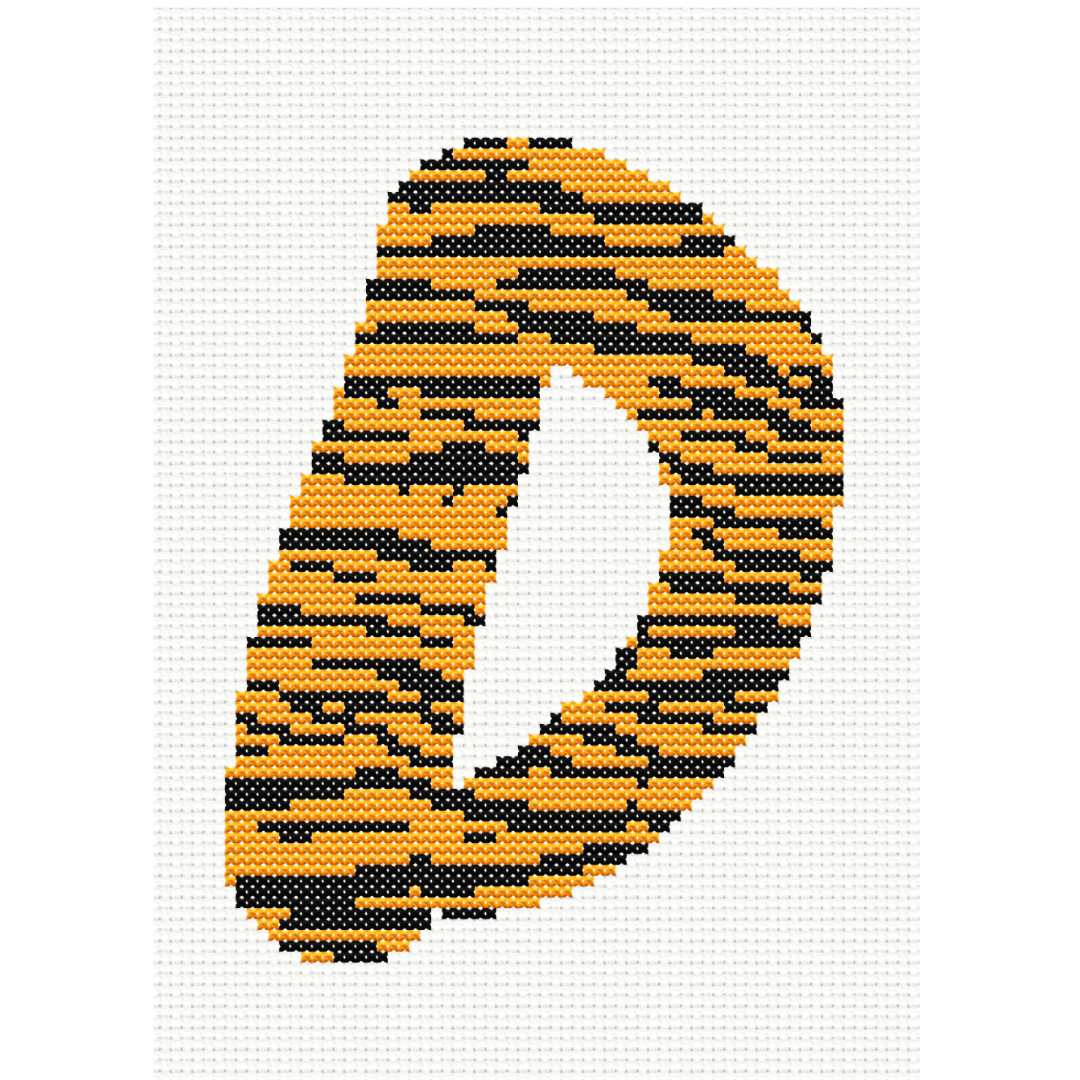 Tiger Print D Monogram Cross Stitch Pattern