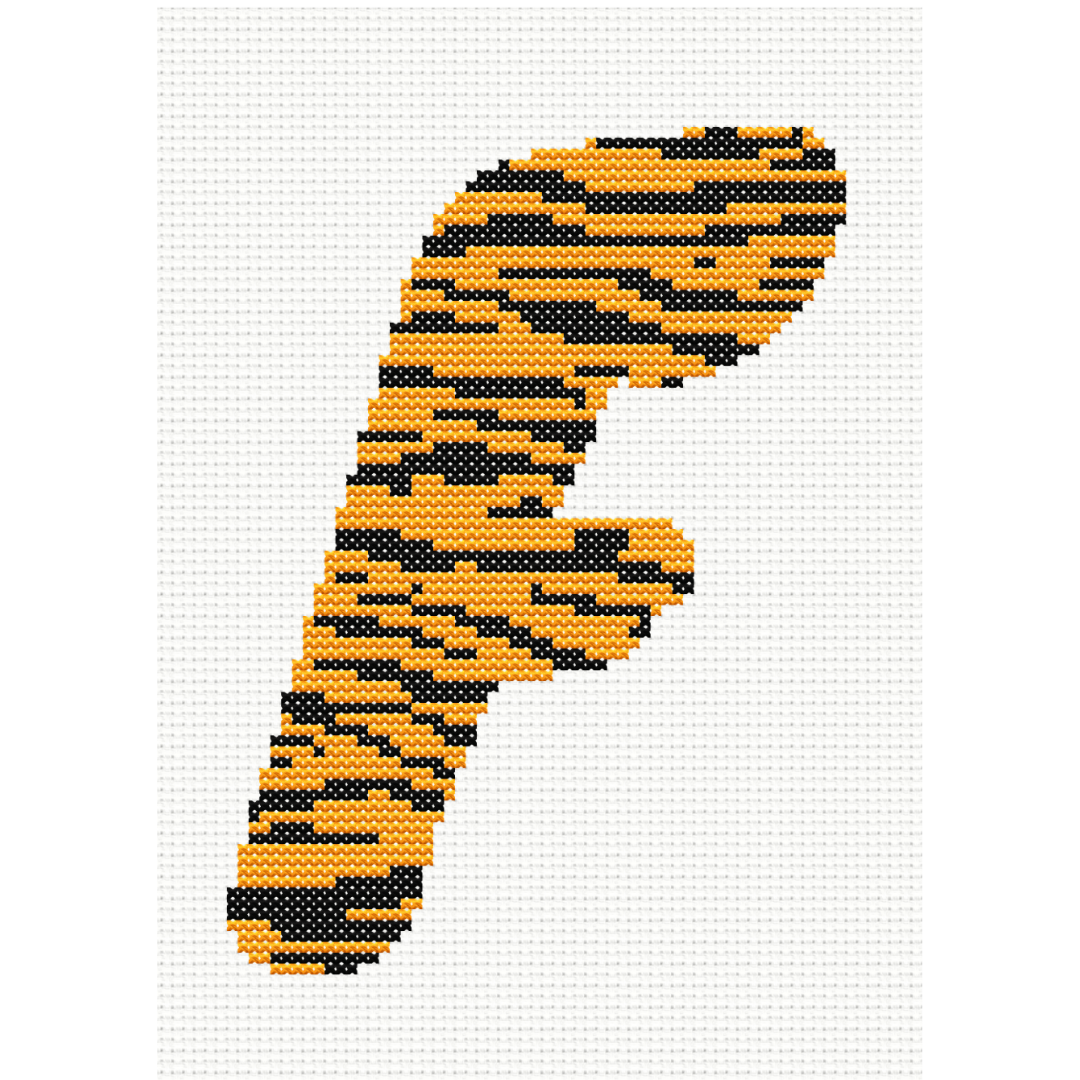 Tiger Print F Monogram Cross Stitch Pattern