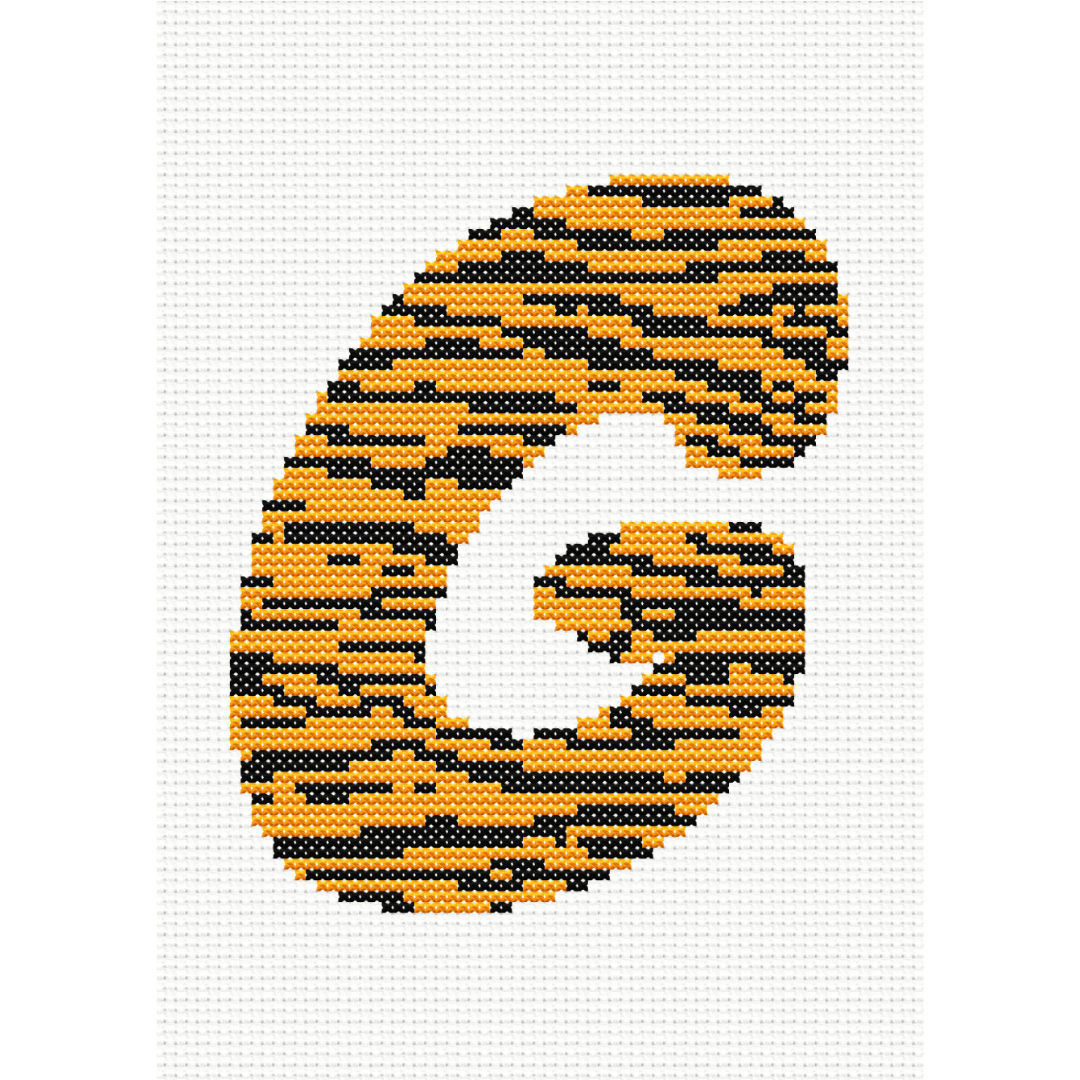 Tiger Print G Monogram Cross Stitch Pattern