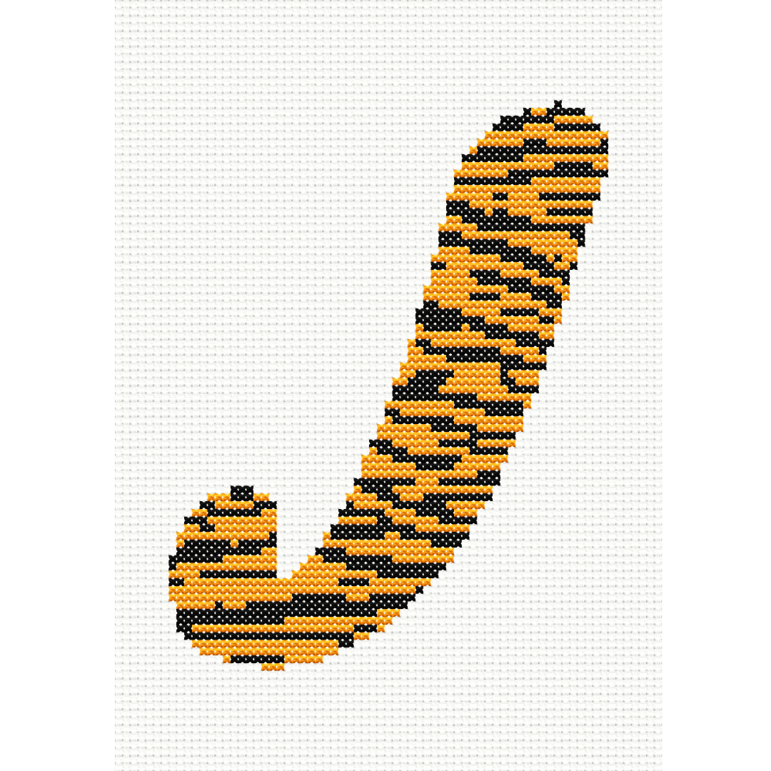 Tiger Print J Monogram Cross Stitch Pattern