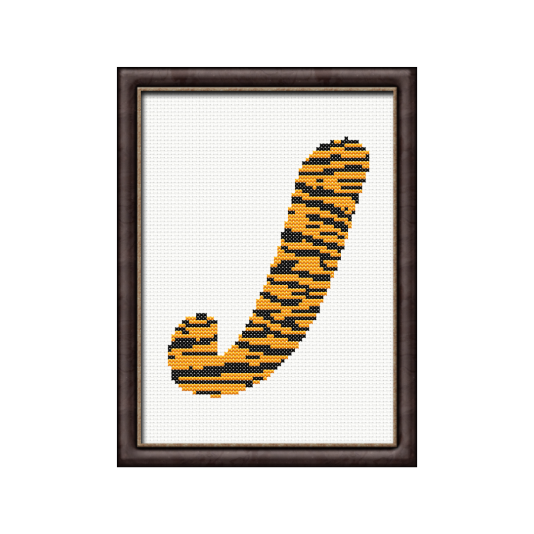 Tiger Print J Monogram Cross Stitch Pattern