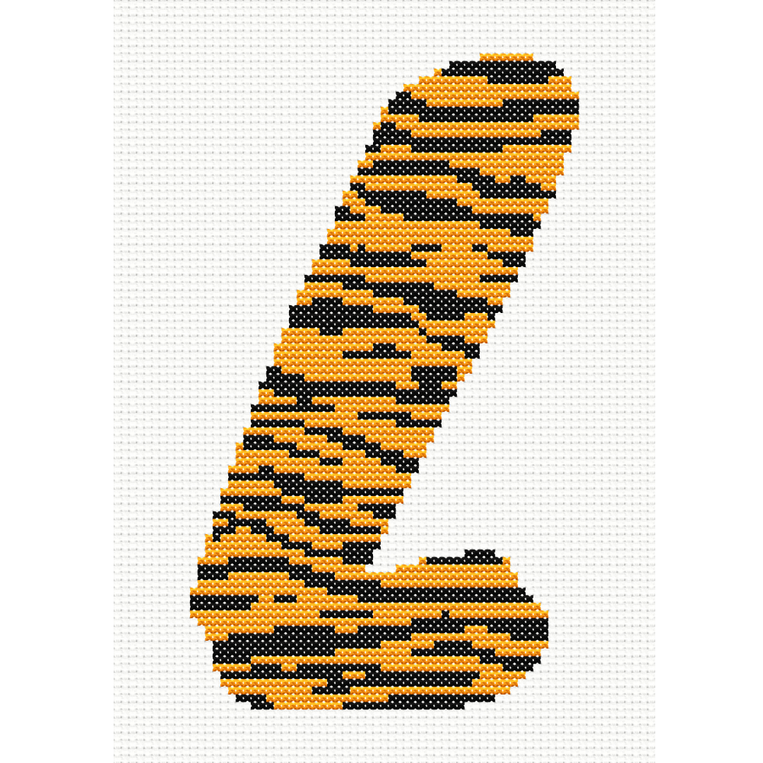 Tiger Print L Monogram Cross Stitch Pattern