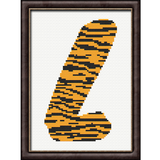 Tiger Print L Monogram Cross Stitch Pattern