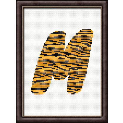 Tiger Print M Monogram Cross Stitch Pattern