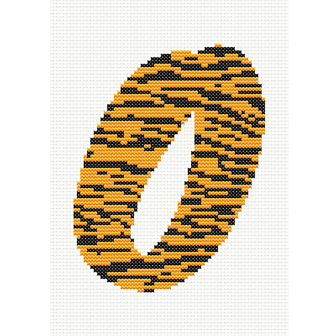 Tiger Print O Monogram Cross Stitch Pattern