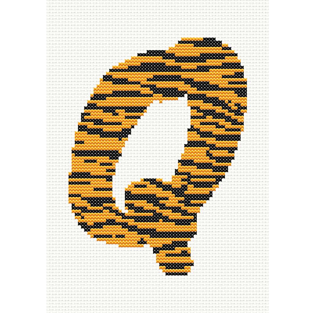 Tiger Print Q Monogram Cross Stitch Pattern