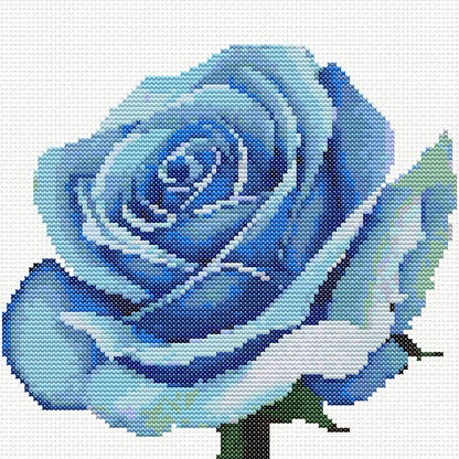 Blue Rose 1 Cross Stitch Pattern