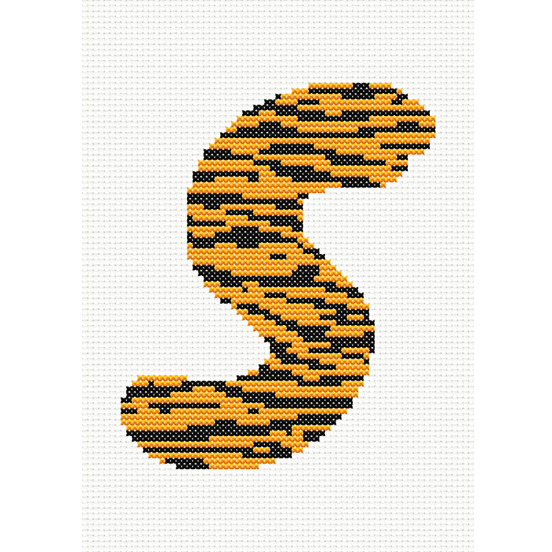 Tiger Print S Monogram Cross Stitch Pattern