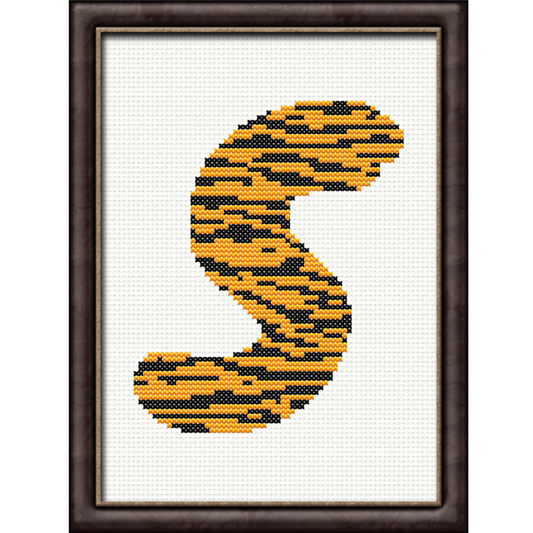 Tiger Print S Monogram Cross Stitch Pattern