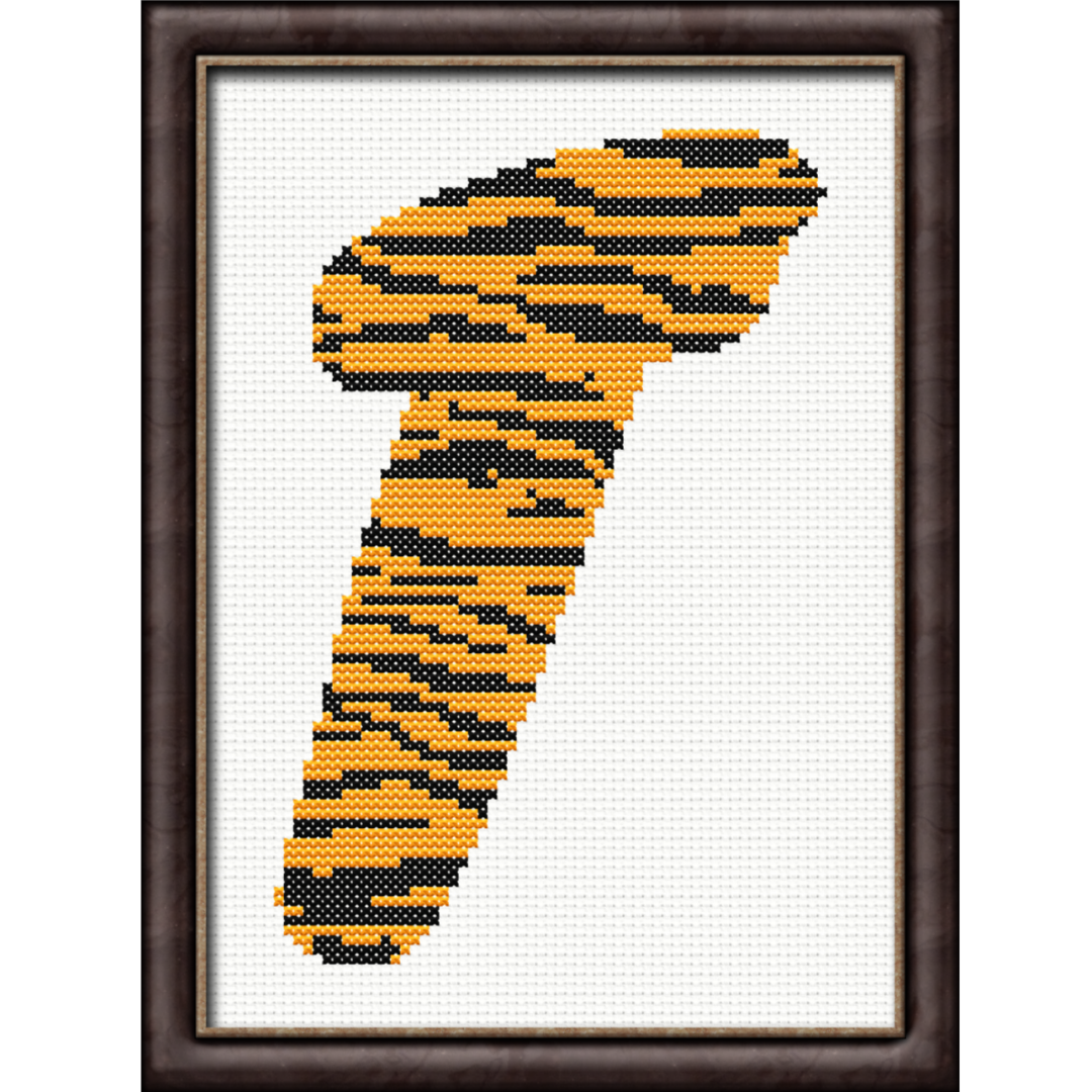 Tiger Print T Monogram Cross Stitch Pattern
