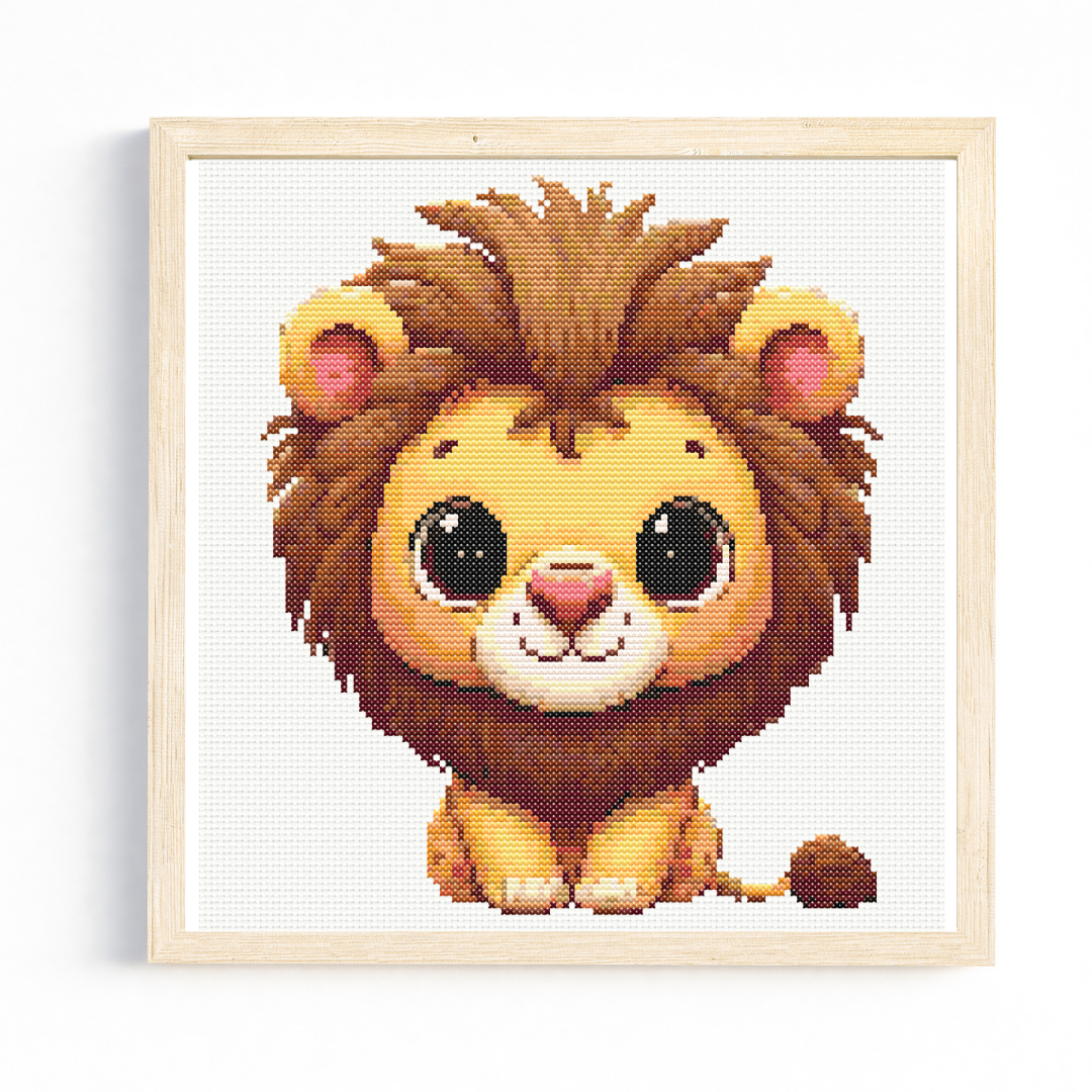 Cute Sitting Lion Cross Stitch Pattern