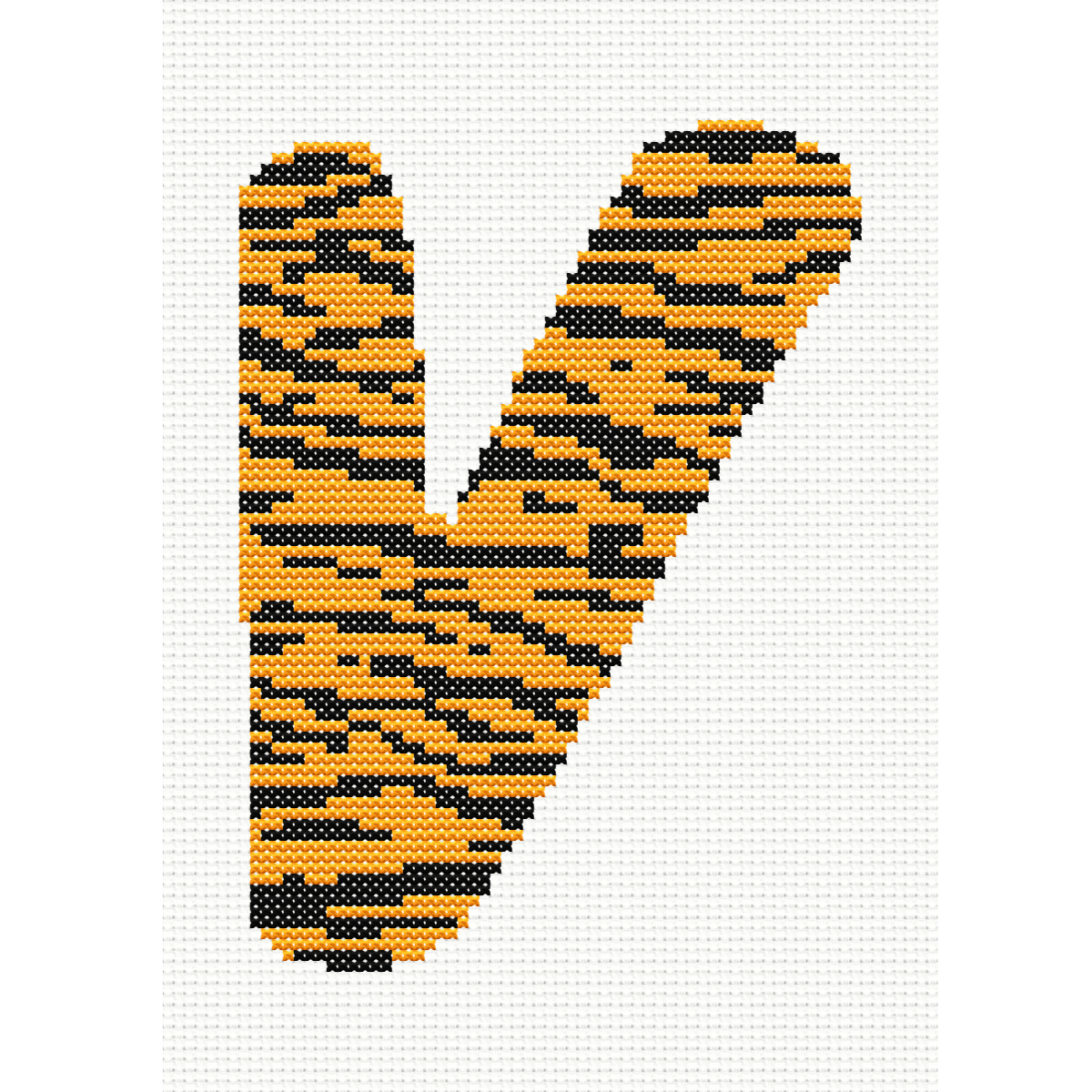 Tiger Print V Monogram Cross Stitch Pattern