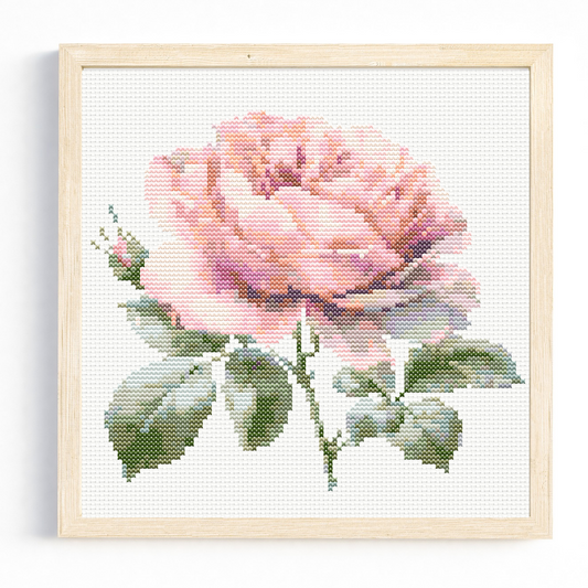Watercolour Pink Rose 1 Cross Stitch Pattern