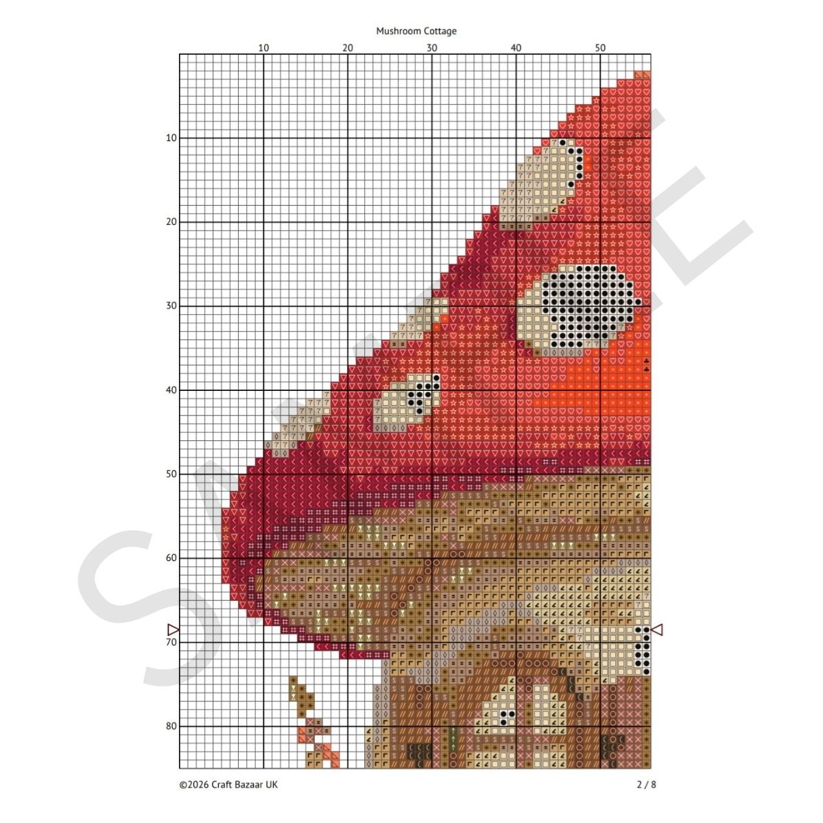 Mushroom Cottage Cross Stitch Pattern