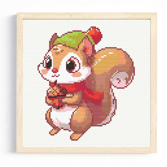 Autumn Squirrel Cross Stitch Pattern