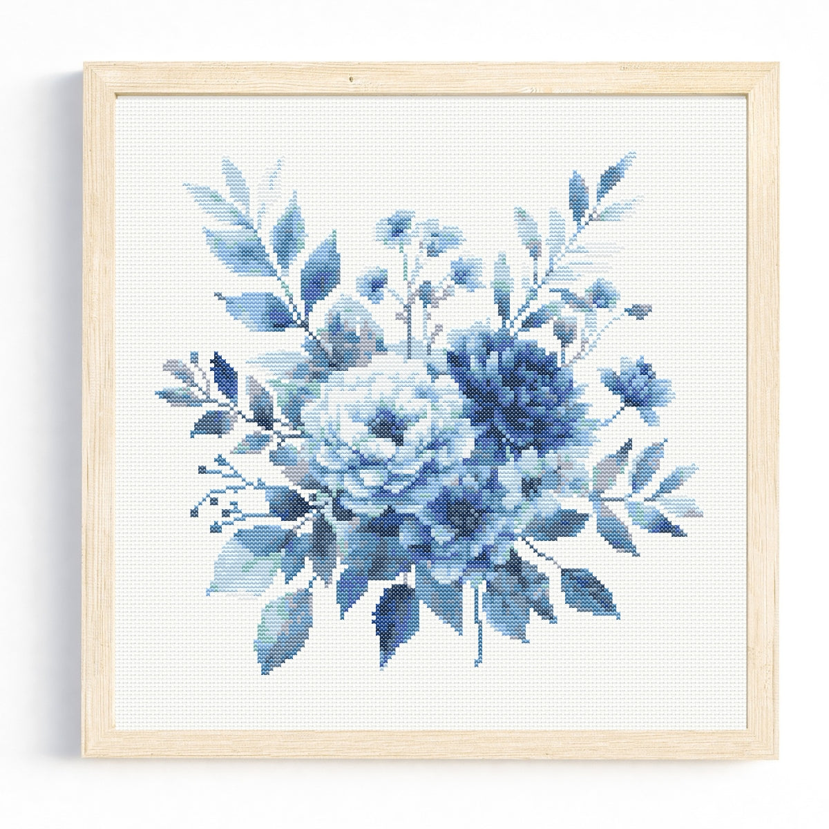 Blue Floral Bouquet Cross Stitch Pattern