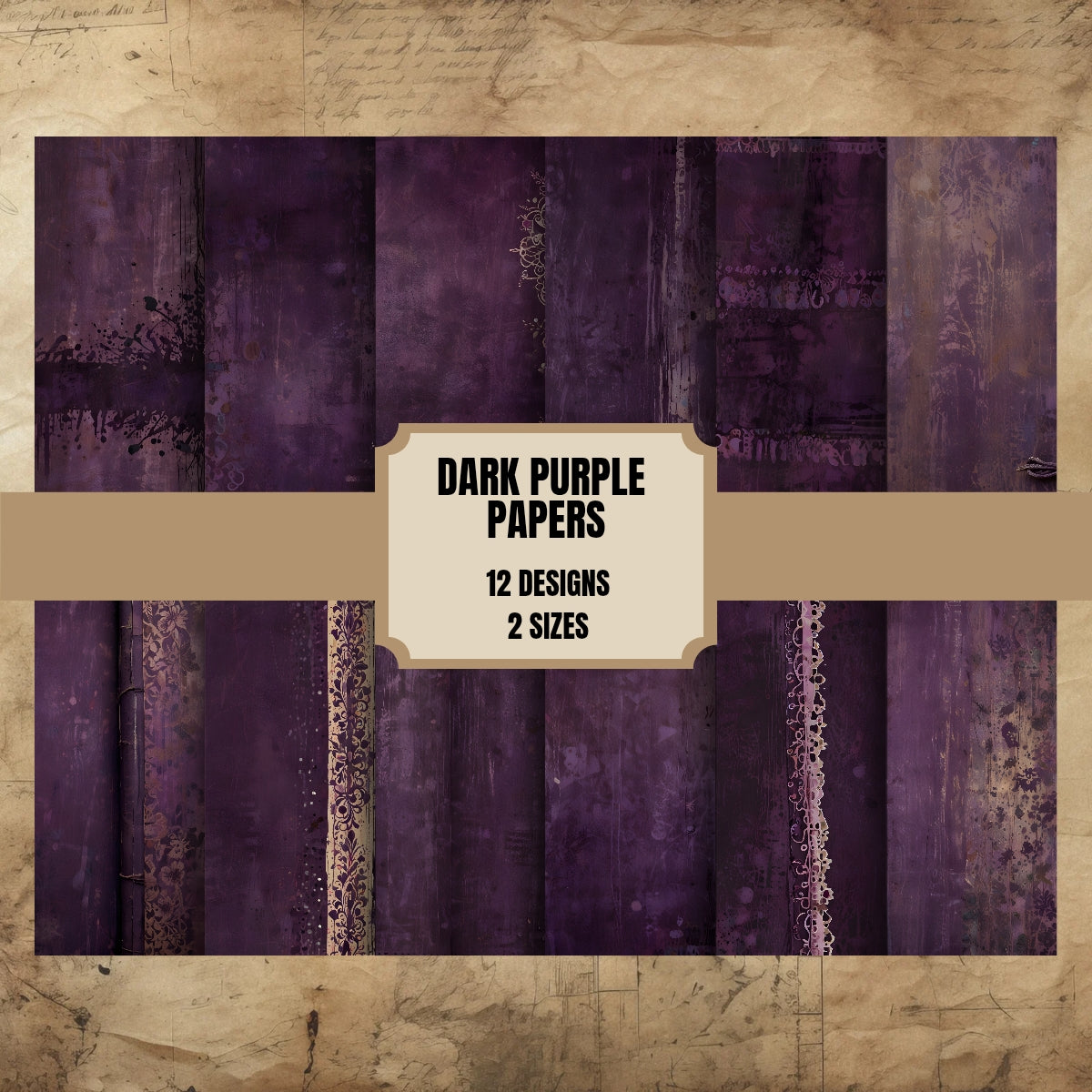 Dark Purple Junk Journal Papers 