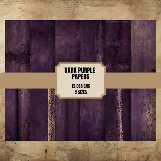 Dark Purple Junk Journal Papers 