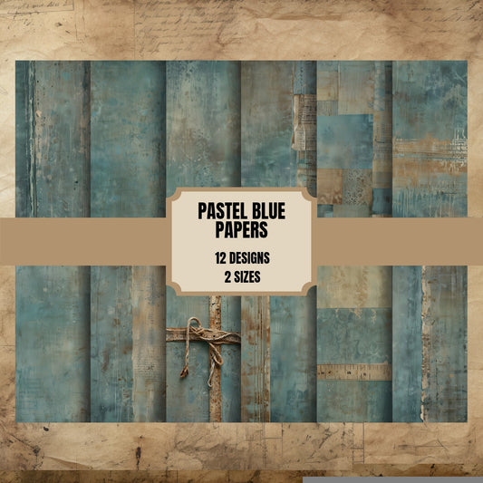 Pastel Blue Junk Journal Papers 