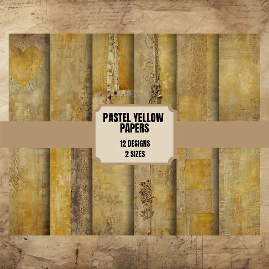 Pastel Yellow Junk Journal Papers 