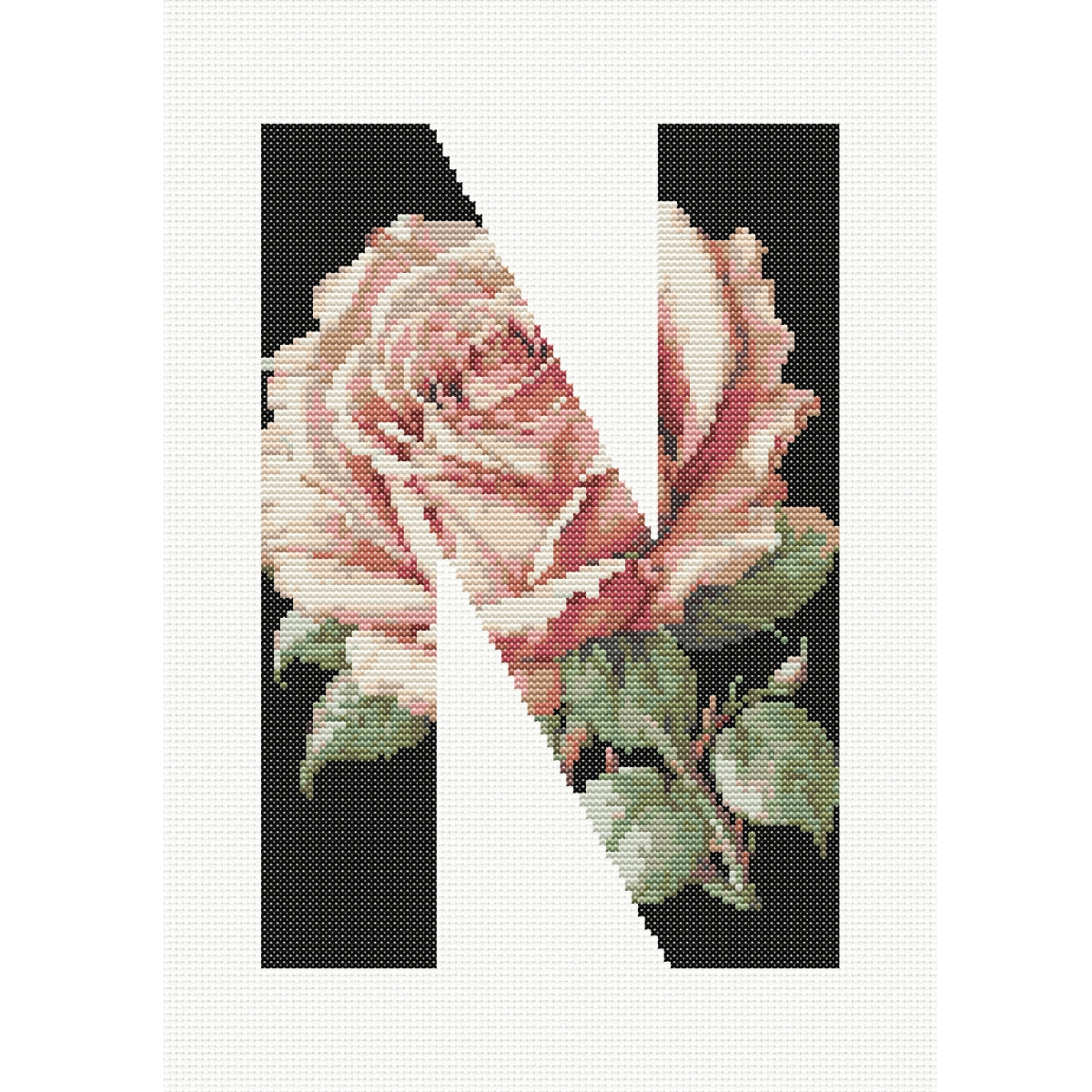 Floral Monogram Cross Stitch Pattern 