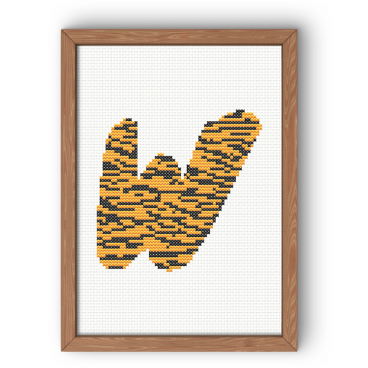 Tiger Print W Monogram Cross Stitch Pattern