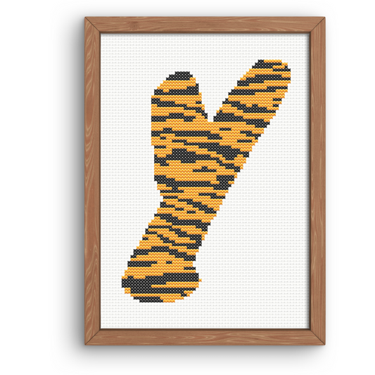 Tiger Print Y Monogram Cross Stitch Pattern