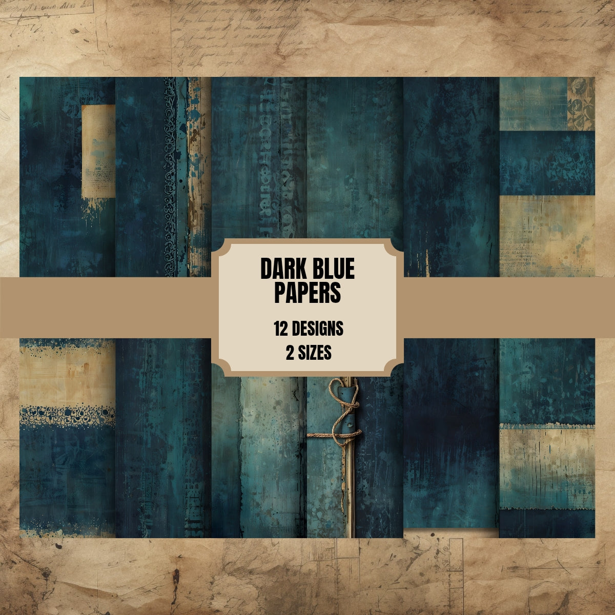 Dark Blue Junk Journal Papers 