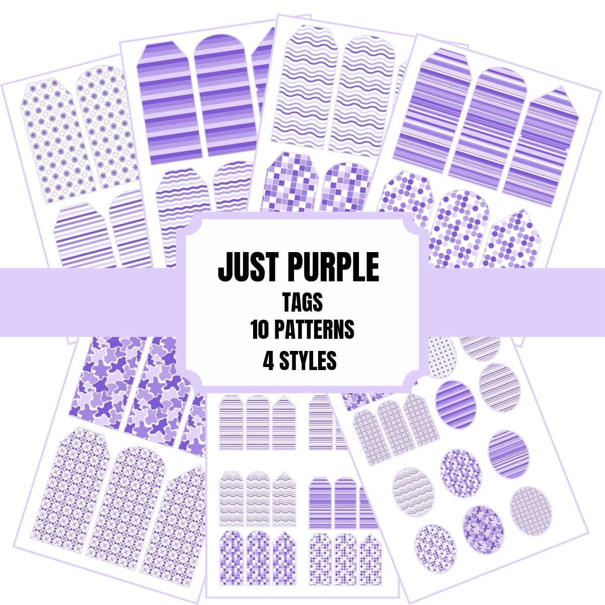 Just Purple Scrapbook Embellishments Tags