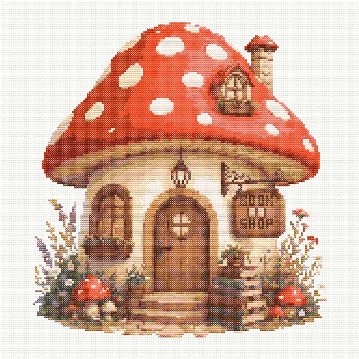 Mushroom Book Shop Cross Stitch Pattern