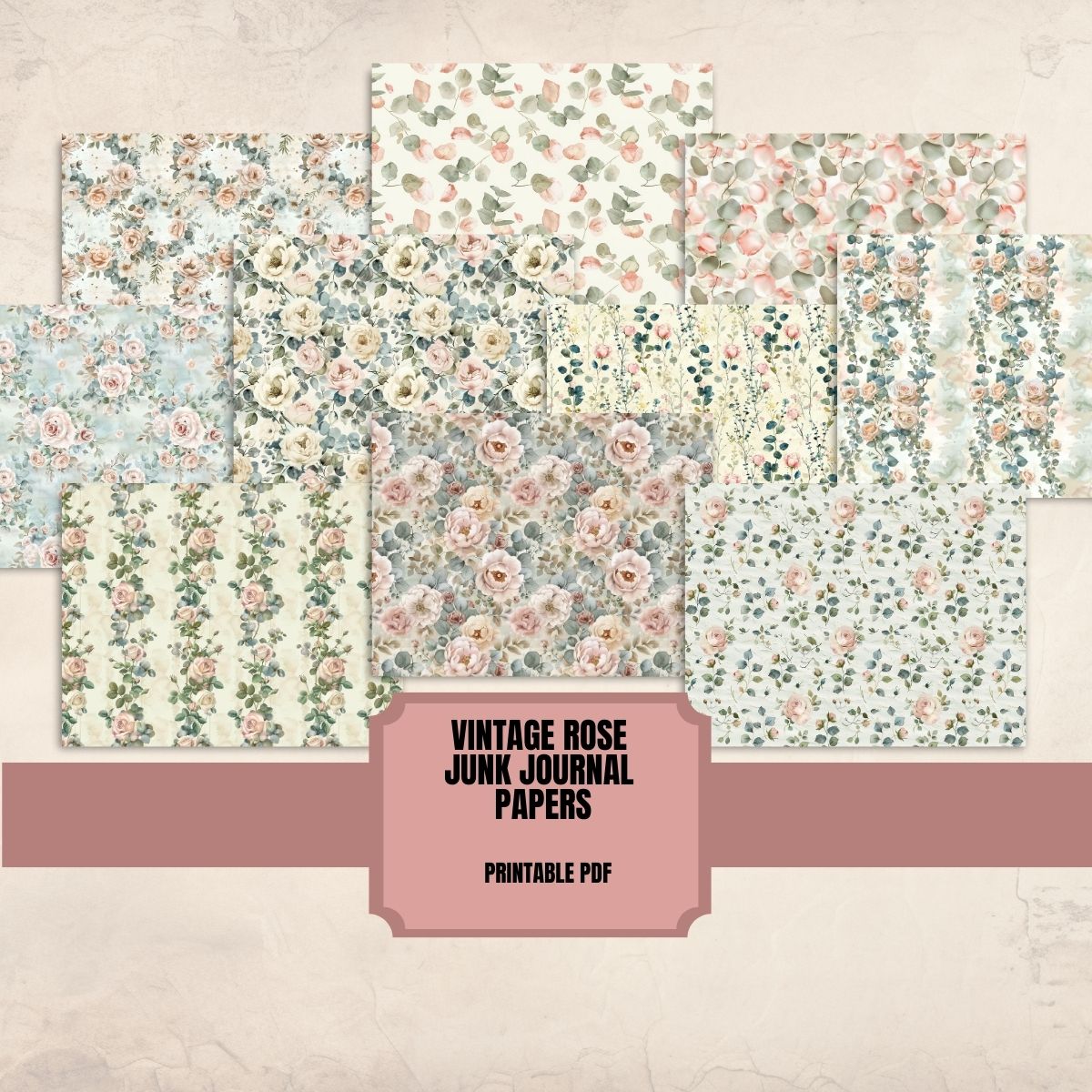 Vintage Rose Junk Journal Papers