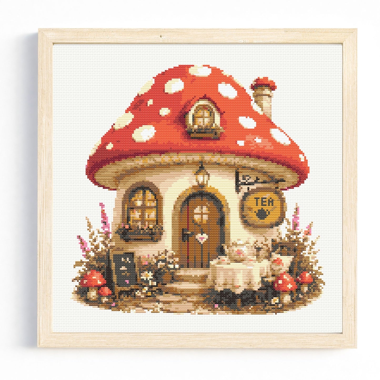Mushroom Tea House Cross Stitch Pattern