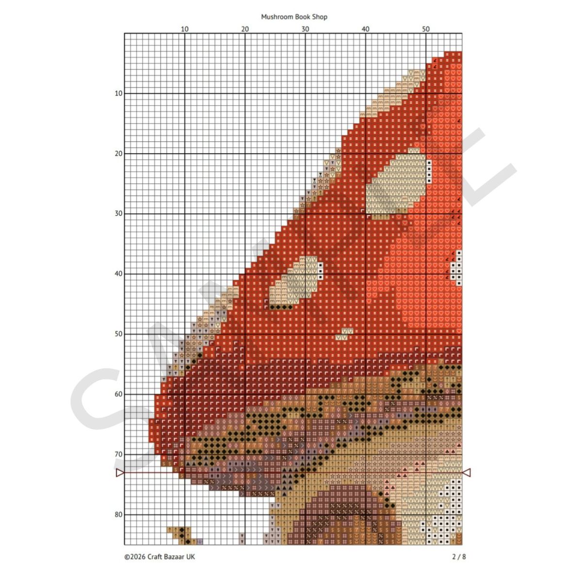 Mushroom Book Shop Cross Stitch Pattern