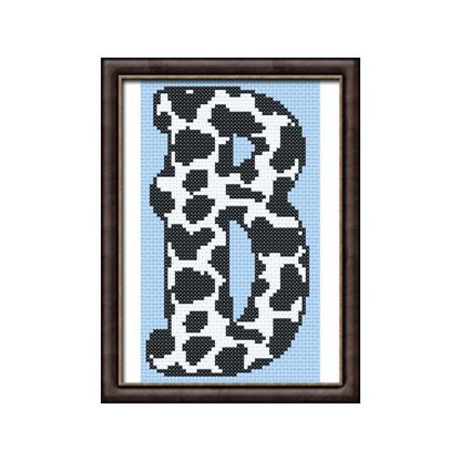 Cow Print B Monogram Cross Stitch Pattern 