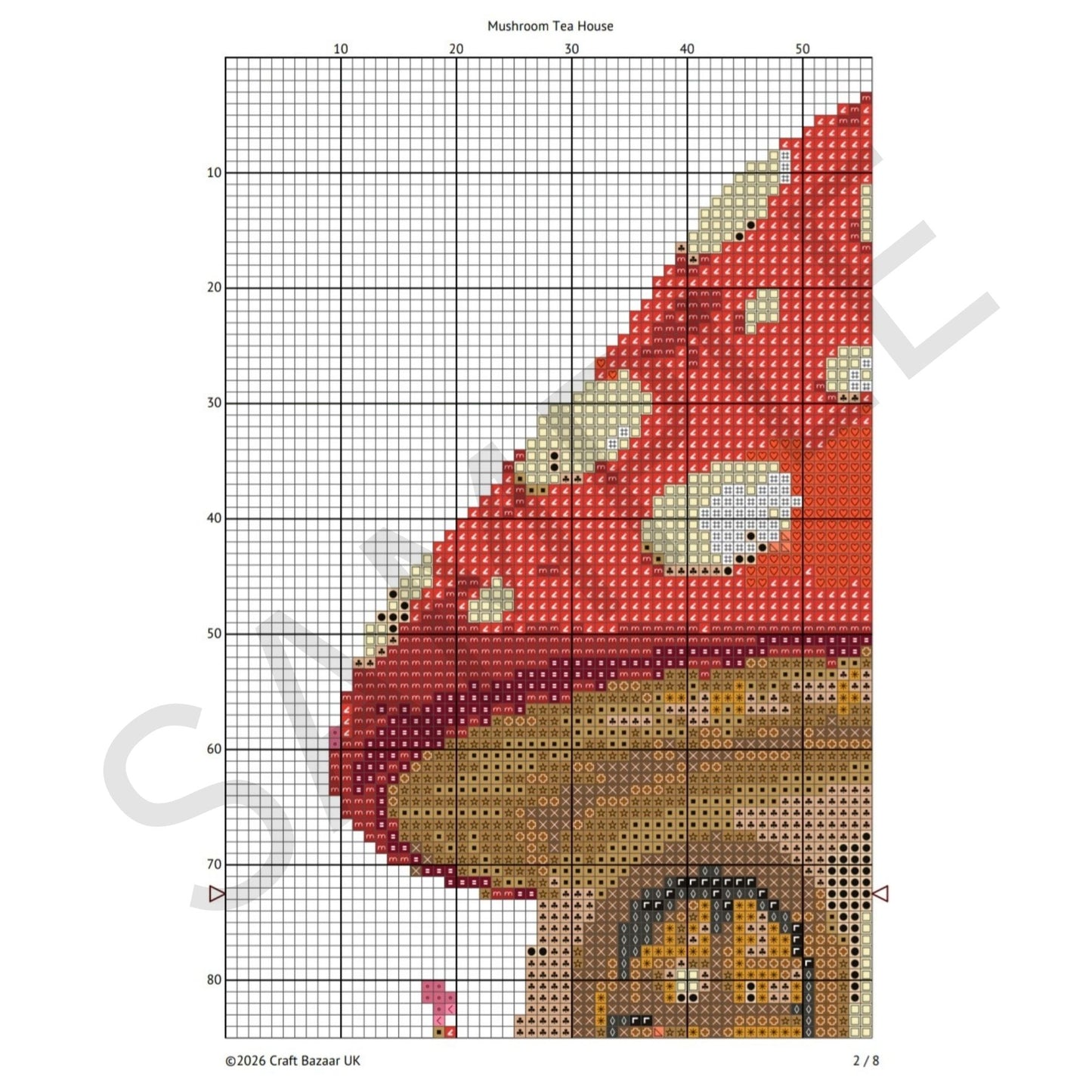 Mushroom Tea House Cross Stitch Pattern