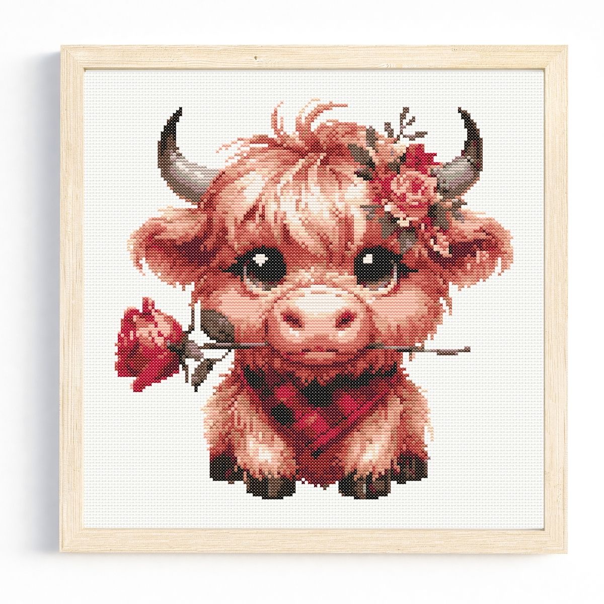 Valentine's Highland Cow Cross Stitch Pattern 