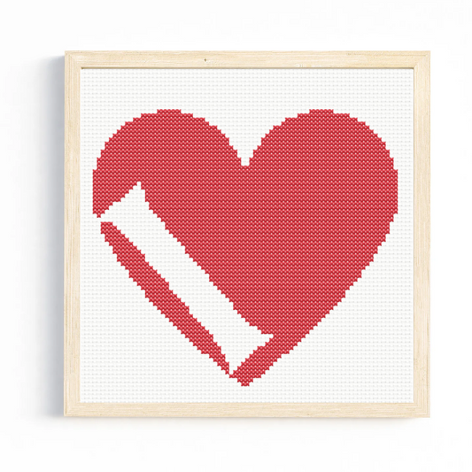 I Monogram in Heart Cross Stitch Pattern 