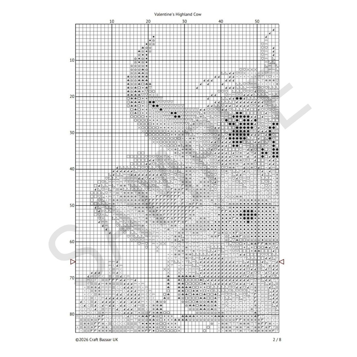Valentine's Highland Cow Cross Stitch Pattern